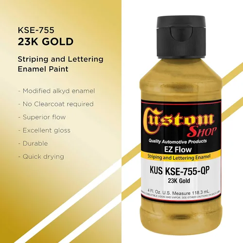 Vista 2 de Custom Shop KSE755-QP - Pintura esmaltada EZ Flow a rayas y letras de oro 23K, 4 onzas