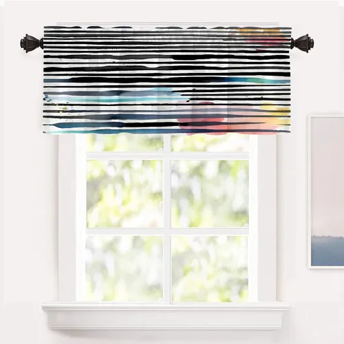 Vista 88 de Shrahala Cortinas republicanas de elefante americano para ventanas de cocina, paneles de cortina de ventana de poliéster multicapa con rayas rojas