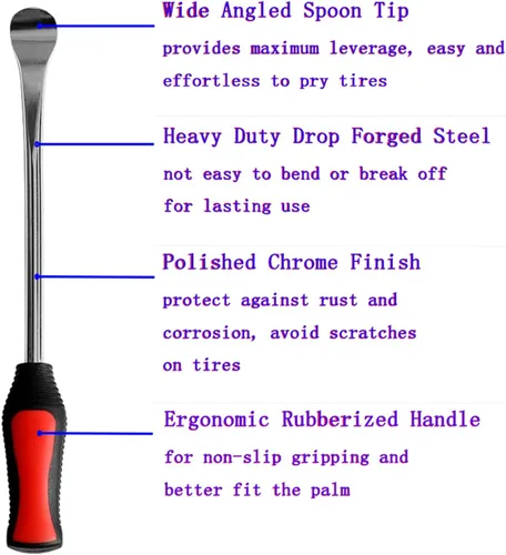 Vista 7 de Kit de herramientas de reparación de cucharas de neumáticos de 11.5 pulgadas, cucharas de neumáticos de acero endurecido con 3 protectores de llanta