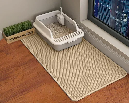 Vista 11 de HCY&WLD Tapete para arena de gatos, 45x26/35x24/30x22/24x18 pulgadas, tapete de doble capa para caja de arena de gatos, EVA antideslizante