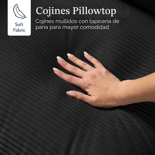 Vista 5 de Best Choice Products Sofá biplaza moderno para sala de estar, sillón reclinable de pana, funda extraíble, cojines de resorte, marco de madera