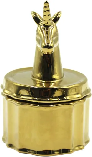 Vista 2 de Mossty - Joyero dorado con diseño de unicornio para baño, soporte para anillos de porcelana, organizador de aretes, estuche de almacenamiento