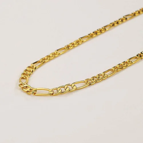 Vista 2 de WELRDFG WADSNHY Men Chain Jewelry 5mm6mm7mm Wide Stainless Steel Snake chain 18K Gold Plated Figaro Chain Set