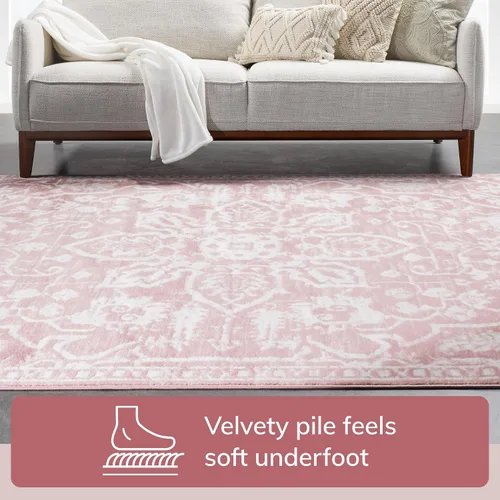 Vista 5 de Well Woven - Alfombra tejida estilo vintage con diseño de medallón, 68 x 120 cm