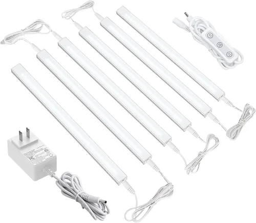 Vista 15 de ASOKO Luces LED regulables para debajo del gabinete, blanco cálido 3000 K, 3 piezas de 12 pulgadas conectables LED enchufe de iluminación