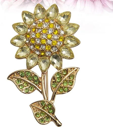 Vista 4 de Generic Women Sun Flower Lapel Pin Sunflower Shape Brooch Crystal Elegant Plant Flower Rhinestone Brooch for Ladies Girls Backpack Clothes Hat Bag