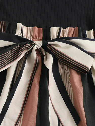 Vista 4 de SOLY HUX - Enterizo corto de verano a rayas sin mangas, rómper con cinturón para mujer