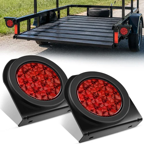 Vista 11 de Nilight - TL-18 2PCS Luces Traseras LED Redondas Rojas de 4" para Remolque con Enchufes de Ojales de Montaje en Superficie IP67 Luces de Parada Rojo
