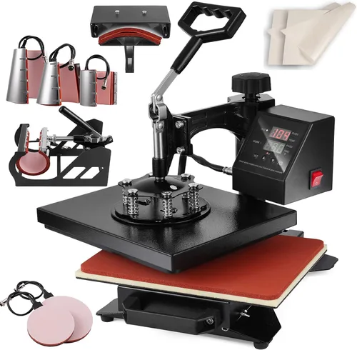 Vista 10 de TOPDEEP Máquina de prensa de calor 5 en 1, prensa de calor de 15 x 15 pulgadas, máquina de prensado de camisetas, diseño deslizante, máquina
