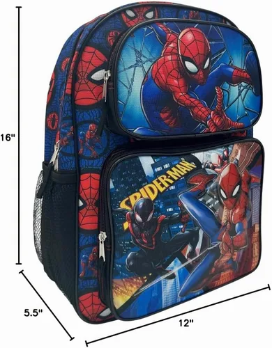 Vista 5 de Fast Forward Mochilas escolares grandes de 16 pulgadas con licencia de Disney para niños con múltiples bolsillos, Grande