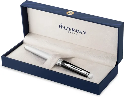 Vista 8 de Waterman Hémisphère - Bolígrafo de punta fina, laca negra y azul con revestimiento de paladio, punta fina, tinta negra, caja de regalo