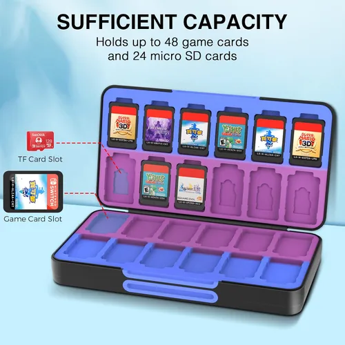 Vista 2 de Funda para tarjetas de juego Switch para Nintendo SwitchSwitch OLEDSwitch Lite, soporte para tarjetas de juegos con forro de color degradado con 48