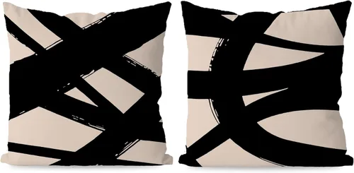 Vista 8 de KEUSPI Fundas de almohada decorativas negras y beige, juego de 4 fundas de almohada negras para sofá, decoración del hogar, estilo boho moderno