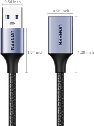 Vista 9 de UGREEN Paquete de 2 cables de extensión USB (1.5 pies + 1.5 pies), cable extensor USB 3.0 de nailon trenzado, compatible con cámara web, cámara