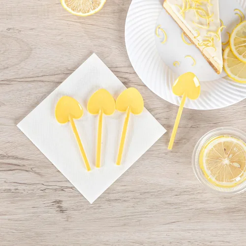 Vista 7 de Restaurantware Cucharas de postre de 3.5 pulgadas x 1.3 pulgadas, 100 mini cucharas desechables – Cucharas de degustación de plástico amarillo bebé