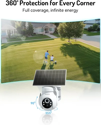 Vista 3 de blurams Cámara solar inalámbrica para exteriores, cámaras de seguridad PTZ de 360° inalámbricas para exteriores con seguimiento automático humano