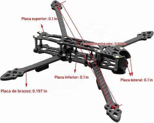 Vista 2 de 11.614 in FPV Racing Drone Frame 7inch Fibra de Carbono Quadcopter FPV Freestyle Marco con 0.197 in Brazos