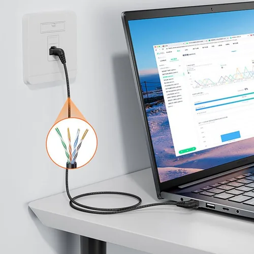Vista 6 de chenyang Cable de extensión de red Ethernet en ángulo dual CAT6 RJ45 de 90 grados con rotación de 360 grados de 0.7 ft