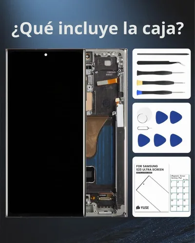 Vista 8 de Reemplazo de pantalla OLED para Galaxy S23 Ultra con marco y herramientas Negro