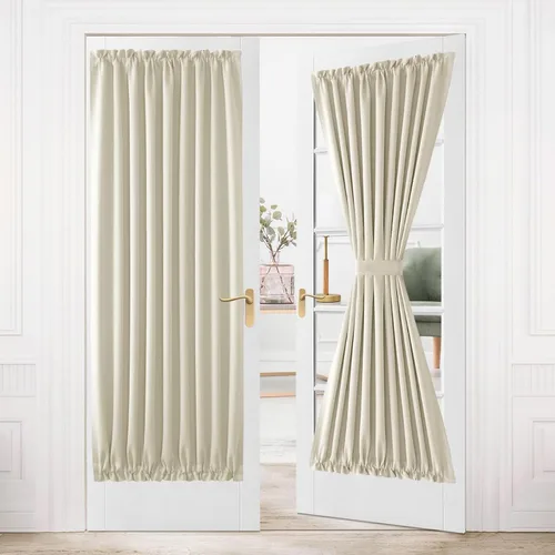 Vista 145 de DWCN Cortinas para Puertas Francesas – Cortinas opacas térmicas con bolsillo para barra para puertas con ventana de cristal, puertas de cocina