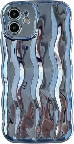 Vista 18 de Caseative Funda para iPhone 12, azul Patrón de ondulación de agua Marco de onda rizada suave