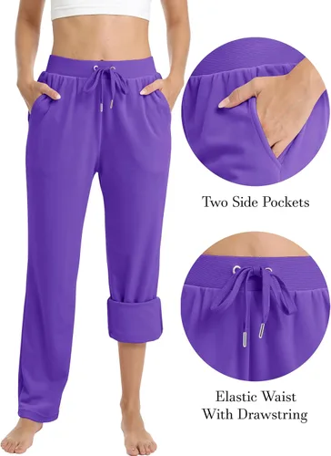 Vista 4 de MAGCOMSEN Pantalones de forro polar para mujer, pantalones deportivos para correr, yoga, pantalones de terciopelo para correr, pantalones de pijama