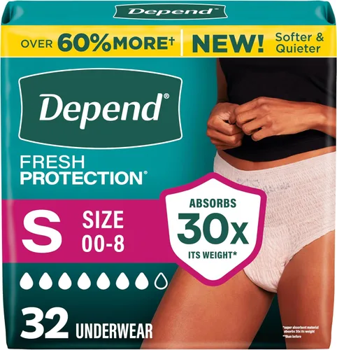 Vista 13 de Depend Fresh Protection - Pañales para adultos, ropa interior de incontinencia y para pérdida de orina posparto para mujer, desechable, máxima