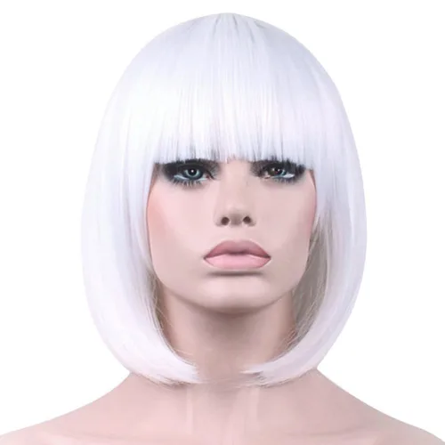 Vista 9 de Peluca de pelo corto Bob con flequillo recto sintético peluca natural como pelo real 12 pulgadas Natural Fashion Synthetic Wig, Cute Colored Wigs