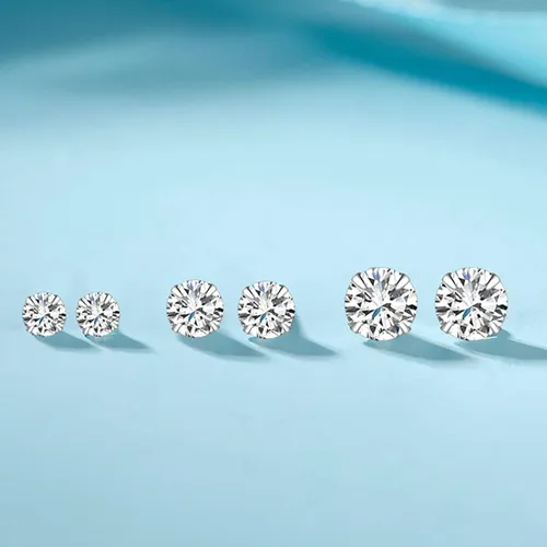 Vista 3 de MASOP VOGU 3-5mm Sterling Silver Stud Earrings Set 14K White Gold Plated Hypoallergenic Tiny Round Cut CZ Cubic Zirconia Simulated Diamond Cartilage