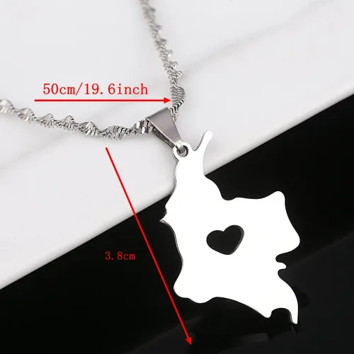 Vista 2 de Plata Colombia mapa collar colgante de mapa de colombiano joyas