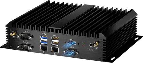 Vista 9 de Mini PC industrial, computadora de escritorio sin ventilador Celeron 2955U 1.4GHz, Windows 10 Pro, 8 GB de RAM, 128 GB SSD, 2xNIC, 6 x COM RS232, 4