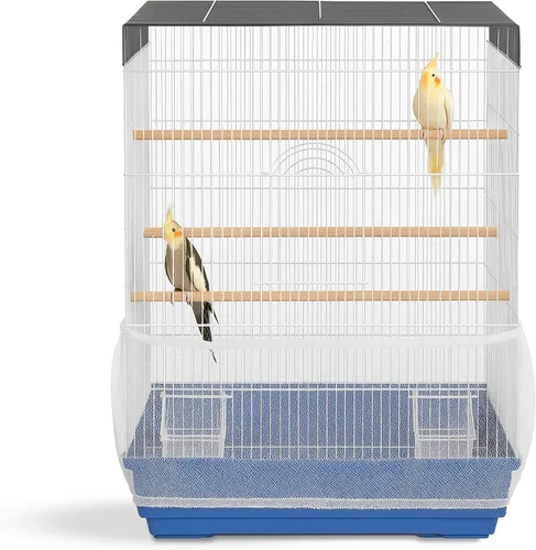 Vista 9 de Jaula universal para pájaros, atrapasador de semillas, cubierta universal de malla elástica para jaulas de animales pequeños, protector duradero