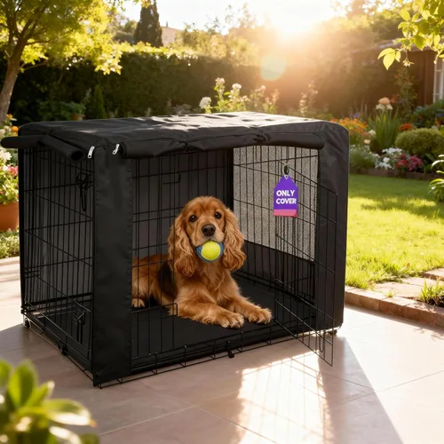 Vista 15 de HiCaptain Funda para Jaula de Perro 24.0" L x 18.0" A x 20.0" Al con Malla Transpirable, Funda para Perrera Duradera Heavy Duty, Paneles con Doble