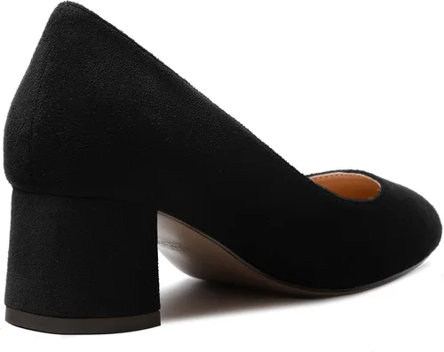Vista 5 de Zapatos formales de gamuza para mujer, puntera redonda, tacón bajo grueso, 2 pulgadas