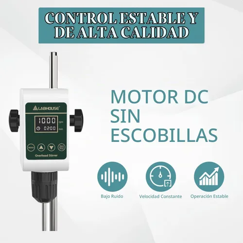 Vista 6 de Agitador aéreo OS-5S, 10L (H₂O), 100-1200RPM, 10000mPas, H-Base