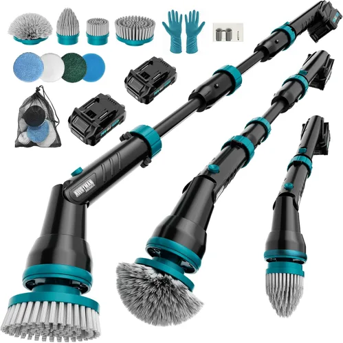 Vista 8 de Alloyman Cepillo de Limpieza Eléctrico de Giro 1200RPM, Batería Reemplazable de 20V, Cepillo de Limpieza Inalámbrico para Ducha, Limpiador Eléctrico