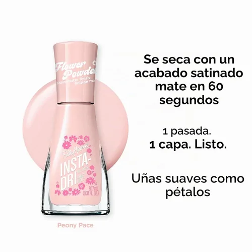 Vista 4 de Sally Hansen Insta-Dri Flower Powder, Peony Pace, esmalte de uñas, se seca en 60 segundos, una capa, acabado mate satinado