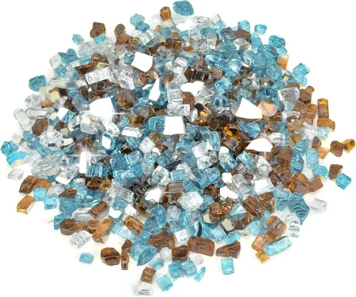 Vista 9 de Stanbroil - Vidrio de fuego mezclado de 10 libras – Vidrio de fuego templado reflectante de 1/2 pulgada mezclado en azul aguamarina, platino, azul