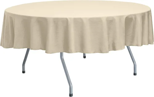 Vista 59 de Ultimate Textile Mantel redondo reversible Shantung Satin Majestic de 84 pulgadas, color rosa hielo
