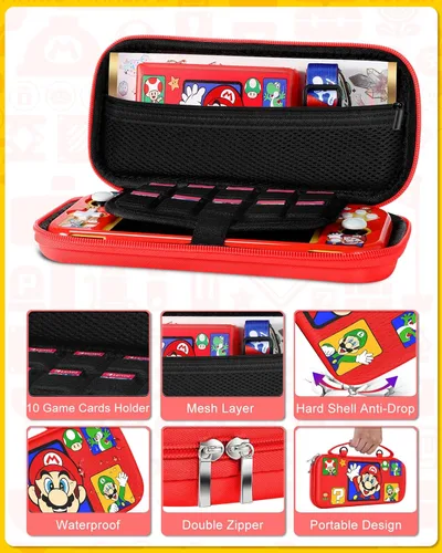 Vista 4 de Xinocy for Nintendo Switch Lite 7 in 1 Storage Accessories Kit with Travel Carrying Case+Switch Lite Protective Cover+Game Case
