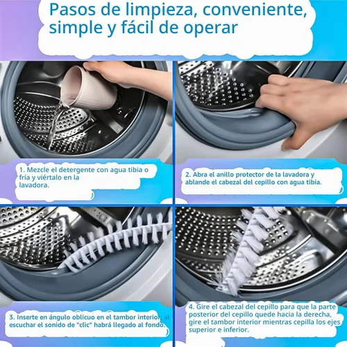 Vista 6 de Cepillo de limpieza para lavadora, cepillo para lavadora, limpiador de lavadora de carga frontal, limpiador de cepillo de carga para lavadora
