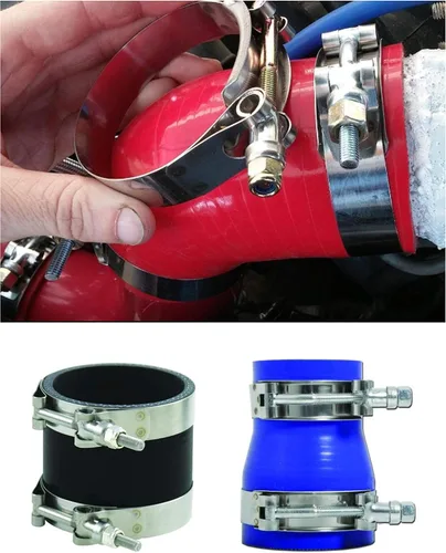 Vista 5 de 2 piezas de abrazaderas de acero inoxidable con perno en T de 1 pulgada (32 mm - 37 mm) para entrada turbo de intercooler