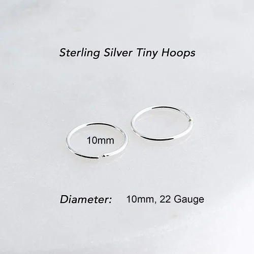 Vista 24 de Aretes de aro dorados y plateados para cartílago, nariz, tabique, oreja, hélix, tragus, joyería para mujer, hipoalergénicos, pequeños aros
