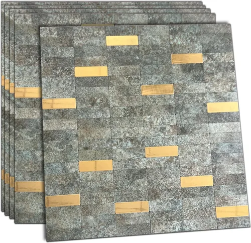Vista 25 de XUANINY Azulejos de Mosaico de Aluminio Autoadhesivos para Despegar y Pegar, Pegatinas de Azulejos de Pared para Salpicadero de Cocina