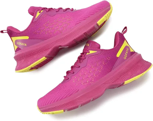 Vista 2 de GOFAYA Zapatos ligeros para caminar para mujer, atléticos, antideslizantes, transpirables, para correr, zapatos de entrenamiento casuales de malla