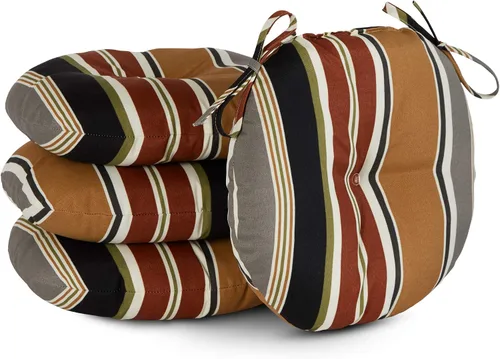 Vista 51 de Greendale Home Fashions Cojín redondo para asiento bistro de 15 pulgadas, 2 unidades (paquete de 1), Adobe Stripe