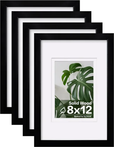 Vista 116 de Egofine - Juego de 4 portarretratos A4 de madera maciza y cubierta de plexiglás de 4 x 6/6 x 8 pulgadas con paspartú o A4 sin paspartú, para mesa