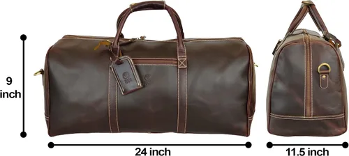 Vista 2 de Combo de bolsa de lona de cuero genuino y bolsa de aseo El mejor regalo de viaje masculino durante la noche para hombres Combo de bolsa de lona