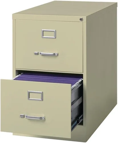 Vista 5 de Pemberly Row Archivador vertical de metal beige de 2 cajones de 28.38 pulgadas, con cerradura, premontado, tamaño legal estacionario para el hogar