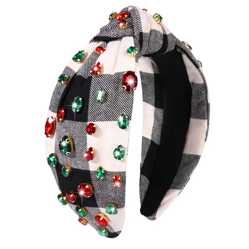 Vista 46 de Diadema de Navidad para mujer, accesorios de Navidad con cuentas, arco de Navidad, árbol, copo de nieve, diadema anudada HOHOHO, rojo y verde, perla